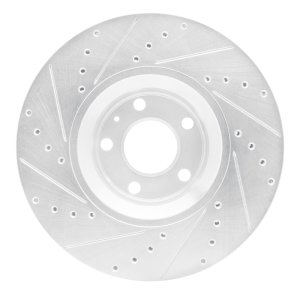 Audi A6 Quattro Brake Rotor (1) - Front Right - R1 Concepts - Drilled & Slotted - Silver - `05-`11
